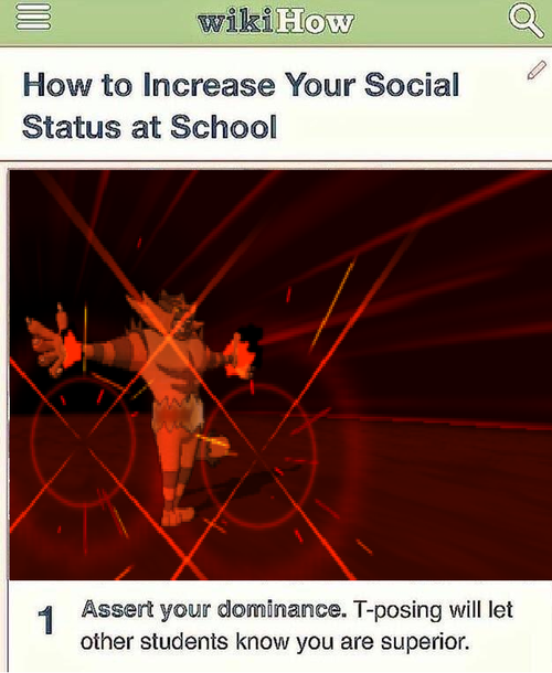 wikiHow How to Increase Your Social Status at School 1 Assert your dominance. T-posing will let other students know you are superior.