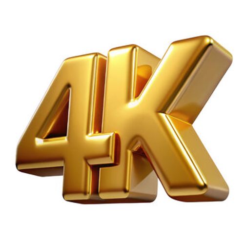 3d golden 4k ultra hd logo isolated on transparent background