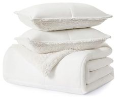 UGG Blissful Comforter Set with 2 Pillow Shams Reversible White Comforter Plush Fluffy Warm Bed Set Premium Hypoallergenic Down Alternative Bedding Breathable, King/California King, White Snow