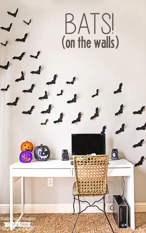 Halloween office decorating ideas, bats on the walls
