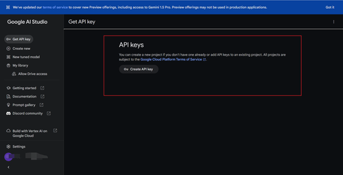 Google Gemini API获取 API Key