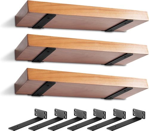 MIUGO 6 Pack Heavy Duty Shelf Brackets 6 inch, Floating Shelf Brackets(1/5”-Thick), L-Shaped Wall Shelf Bracket Hidden & D...