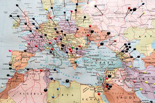 Europe And North Africa Map European And North African Map Pinned iraq-iran-map stock pictures, royalty-free photos & images