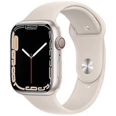 Apple Watch Series 7 (GPS + Cellular, 45 MM) Starlight Aluminum Case with Starlight Sport Band (Renewed)