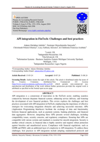(PDF) ` API integration in FinTech: Challenges and best practices