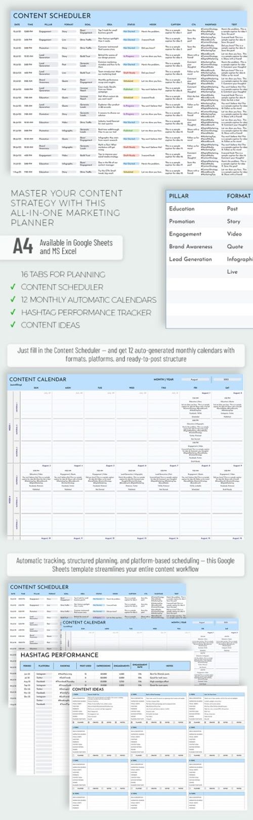 Social Media Calendar Template for Marketers Template