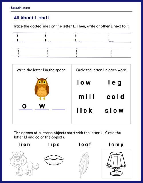 Letter L Worksheet for K: Reading – Mastering L and l