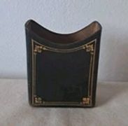 Embossed Leather Business Card Holder Desk Accessory Vintage