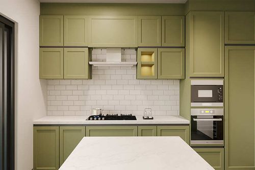 Simple kitchen wall glass tiles design