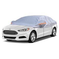 AltoCover Half Car Cover Top, Windshield & Sunroof Cover for Ice and Snow with Cotton Liner, Car Cover Waterproof All Weather for Snow, Sun, Rain, Dust, UV Protection Fit Sedan Universal