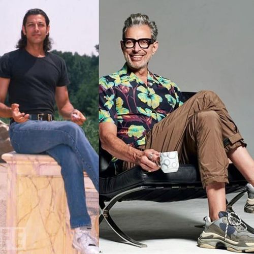 r/pics - a collage of Jeff Goldblum, Jeff Goldblum sitting on a chair