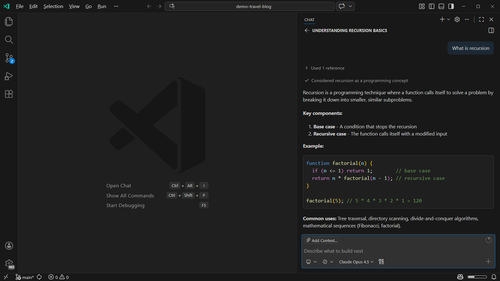 Screenshot of the Chat view