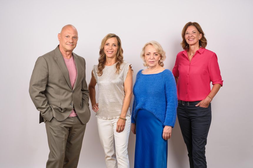 V.l.: Guido Reinhardt (Produzent UFA Serial Drama), Claudia Danne (Producerin "Unter uns"), Katharina Katzenberger (RTL Redakteurin Tägliche Serien), Frauke Holler (RTL Redakteurin Tägliche Serien)