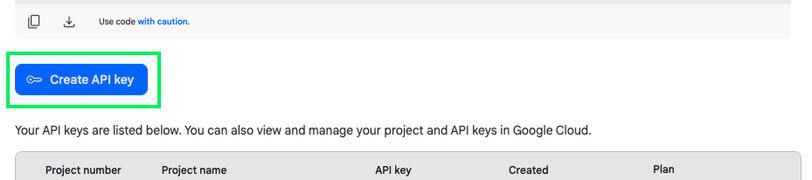 Creating an API key in Google Cloud console