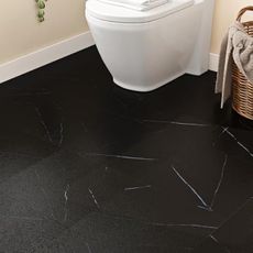 Livelynine Black Marble Vinyl Peel and Stick Floor Tile Waterproof Bathroom Flooring Tiles Sticky Black Floor Tiles for Kitchen Garage Basement Attic RV Laminate 4pcs 12x12" Renter Friendly Makeover
