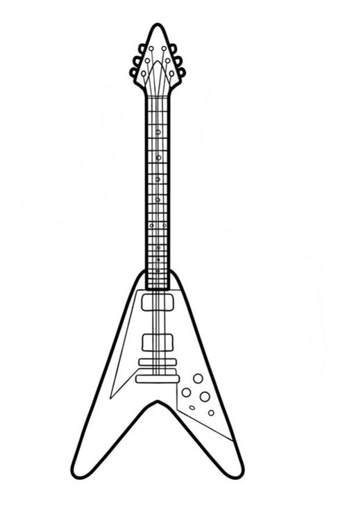 Piano Outline, Flying V Drawing, Flying V Guitar Drawing, Electric Guitar Outline, Guitarra Electrica Dibujo, Electric Guitar Drawing, Guitar Outline, Guitar Ring, Flying V Guitar