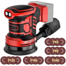 5-Inch Random Orbital Sander, Cordless Sanding Machine Compatible with Milwaukee 18V Battery(NO Battery), Brushless Electric Sander with Dust Collector, 6 Variable Speed for Woodworking, Furniture
