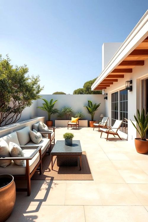 Clean Minimalist Layout - Mid-century Modern Patio Ideas for Timeless Outdoor Style
