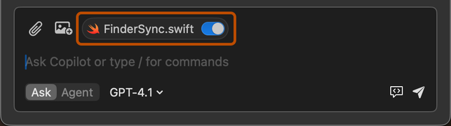 Screenshot of a file selected in the Chat window. The file is highlighted with a dark orange outline.