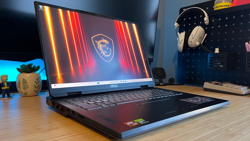 MSI Vector A18 HX A9W gaming laptop on a wooden desk