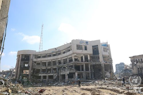destruction of unrwa el sheikh radwan health center february 2024