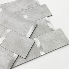 M MOFIT Matte Kitchen Subway Tile Peel and Stick Backsplash Self-Adhesive Bathroom Wall Tiles Waterproof 3D Metal and Marble Mosaic Panels Heat Resistant Fireplace(Cement Grey 10Tiles)