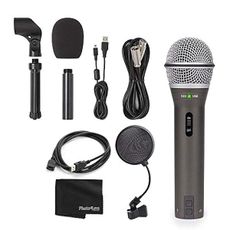 SAMSON Q2U Recording & Podcasting Pack (Grey) with 4-Inch Pop Filter, USB 2.0 A Male to A Female Extension Cable and Lens & Camera Cleaning Cloth - Great Recording and Podcasting Bundle