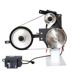 INTSUPERMAI 110V Variable Speed 2X71 inch Vertical and Horizontal Frequency Conversion Industrial Grade Belt Grinder Belt Sander Knife Grinder Equipped with Three Sets of Grinding Wheels and Base