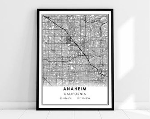 Anaheim map print poster canvas | California map print poster canvas | Anaheim city map print poster canvas