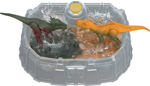 Mattel Jurassic World Dino Reveal Dinosaur 2-Pack of Toys with Battle Arena, Warm Water Uncovers Full Decoration, Color Ch...