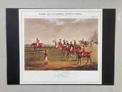 VINTAGE ENGLISH SPORTING PRINT :HORSE RACING- GRAND LEICESTERSHIRE STEEPLE CHASE