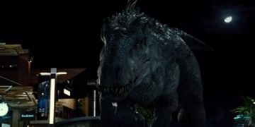 The Indominus rex's wrathful glare