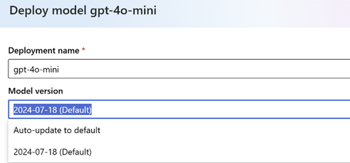 Azure AI Foundry 门户中部署模型 UI 的屏幕截图。