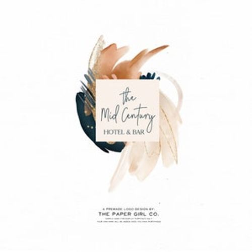 mid century modern logo, abstract logo design, retro logo design, geometric logo design, logo design, watercolor logo design, branding kit image 1