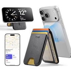 ESR Geo for MagSafe Wallet with Full Find My Functionality, 5-Card Holder, RFID Blocking, Adjustable Stand, Magnetic Wallet for iPhone 17/16/15/14/13/12 Series, Not for 13/12 mini, Black