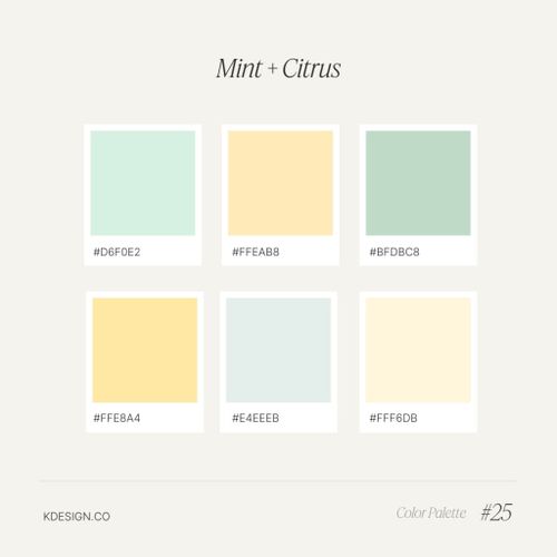 Mint and citrus, pastel color palette with green and yellow tones
