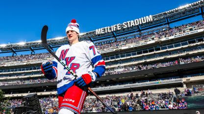 Matt Rempe rookie lap outside 2024 Stadium Series