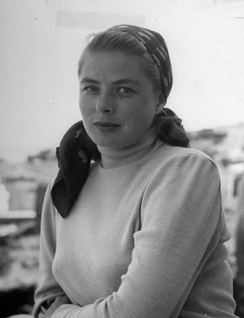 Ingrid Bergman on set for the 1949 film Stromboli