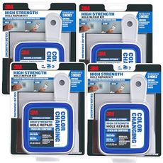 3M High Strength Small Hole Drywall Repair Kit with Color Changing Spackling Compound, 12 oz, Includes Putty Knife, Patch and Sanding Pad, Fast-Drying for Interior/Exterior Use (Pack of 4)