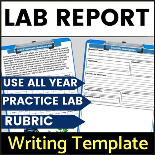 Preview of Scientific Method Lab Report Template Science Lab Practice Activity with Rubric