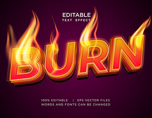 burn editable text effect with fire decoration