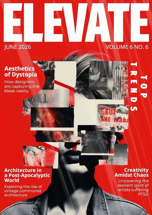 Elevate art magazine cover template | premium image by rawpixel.com Magazine Cover Design Template, Front Magazine Cover, Front Page Magazine Design, Magazine Cover Art Illustrations, Modern Magazine Cover Design, Magazine Back Cover Layout, Magazine Cover Design Illustration, Cover Page For Magazine, School Magazine Cover Ideas