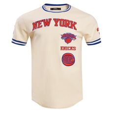 Pro Standard Mens NBA New York Knicks Retro Classics Short Sleeve Tee Eggshell/Royal Blue L