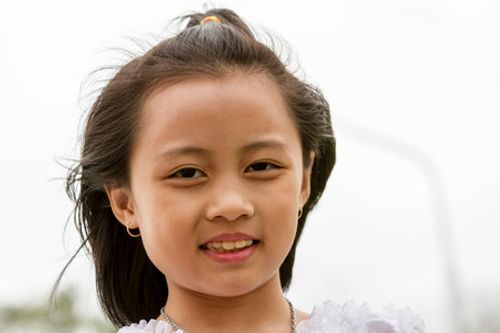 Thai girl play around whit traditional thai costume