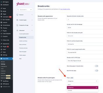 yoast seo breadcrumbs category link