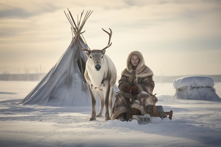 Foto gratuito los esquimales viven en condiciones climáticas extremas