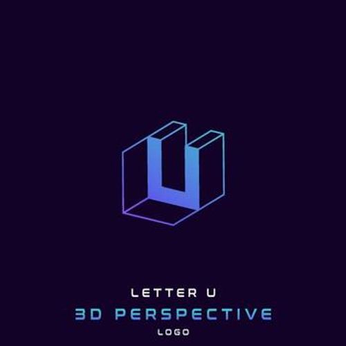 'U' INITIAL LOGO WITH 3D PERSPECTIVE vector
