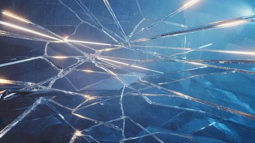 Abstract shattered glass texture with blue background and light reflections creating a cool effect video