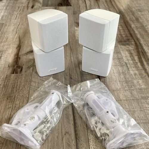 2 Bose Double Cube Mint Speakers & Mounts White DoubleShot Lifestyle Acoustimass - Image 1 of 4
