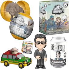 Park Jurassic Dinosaur Figure Mini World Pop T-Rex Dino Jungle Creature Amber Box Pocket + Adventure Blind Action + Dr. Ian Malcolm Soda Bitty SUV Grant Character